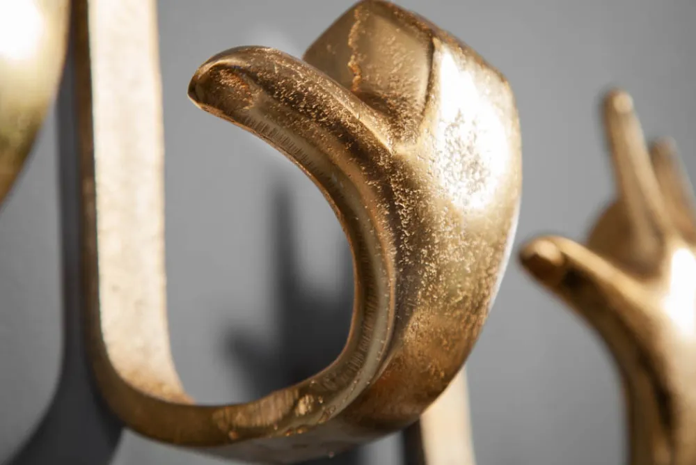 Riess-Ambiente Goldene Möbel|Wanddekoration > Extravagante Kleiderhaken FINGERS gold Metall-Aluminium 3er Set Wandgarderobe