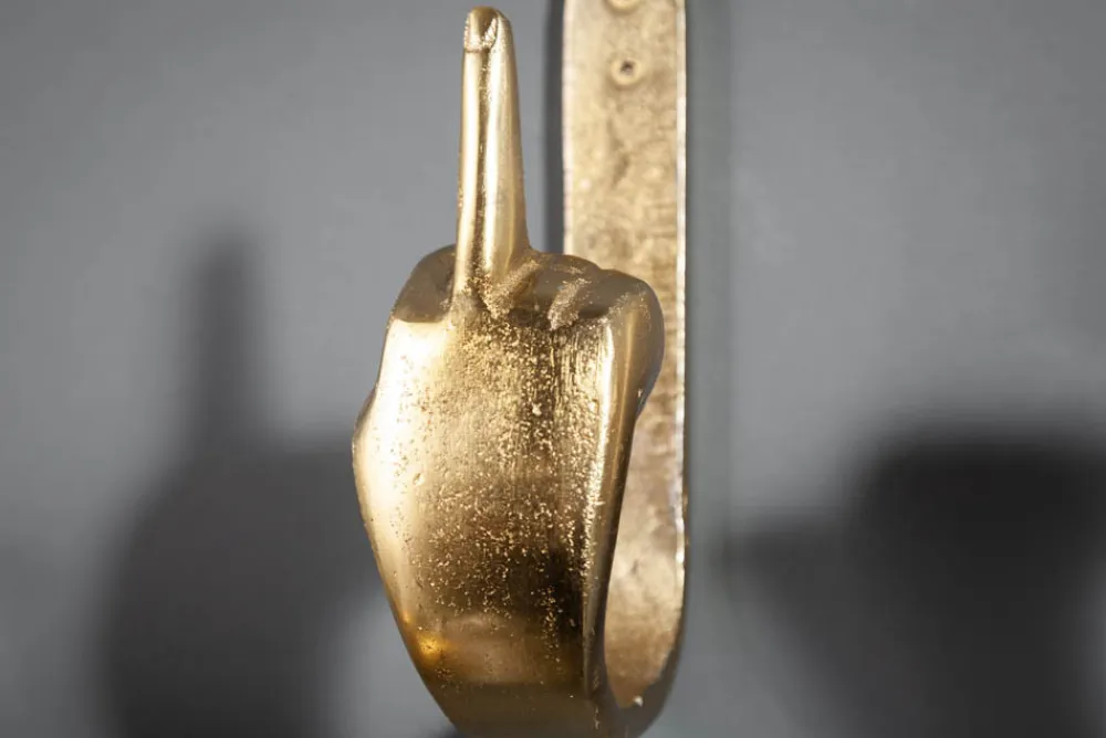 Riess-Ambiente Goldene Möbel|Wanddekoration > Extravagante Kleiderhaken FINGERS gold Metall-Aluminium 3er Set Wandgarderobe