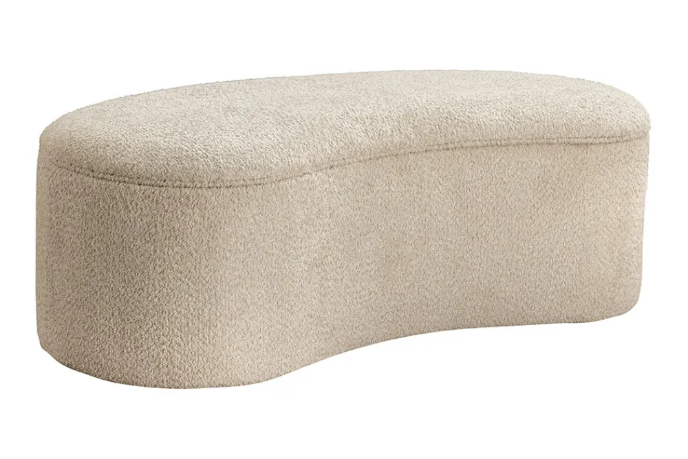 Riess-Ambiente Sitzbänke > Extravagante Polsterbank ELEMENTAL 120cm champagner beige Feinstrick Bouclé mit Stauraum