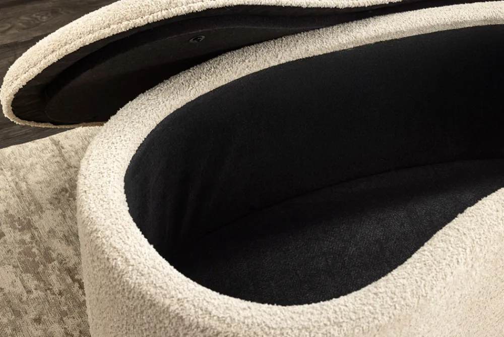 Riess-Ambiente Sitzbänke > Extravagante Polsterbank ELEMENTAL 120cm champagner beige Feinstrick Bouclé mit Stauraum
