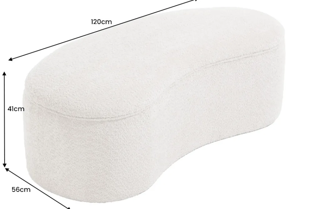 Riess-Ambiente Sitzbänke > Extravagante Polsterbank ELEMENTAL 120cm champagner beige Feinstrick Bouclé mit Stauraum