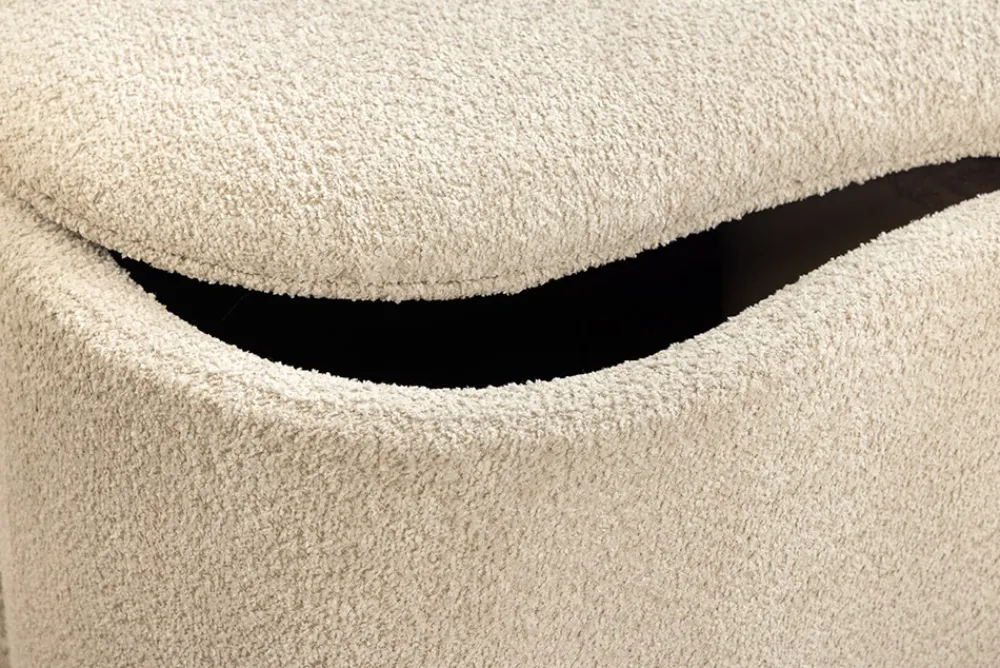 Riess-Ambiente Sitzbänke > Extravagante Polsterbank ELEMENTAL 120cm champagner beige Feinstrick Bouclé mit Stauraum