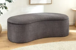 Riess-Ambiente Skandinavisch|Sitzbänke > Extravagante Polsterbank ELEMENTAL 120cm graphit grau Samt Stauraum organische Form