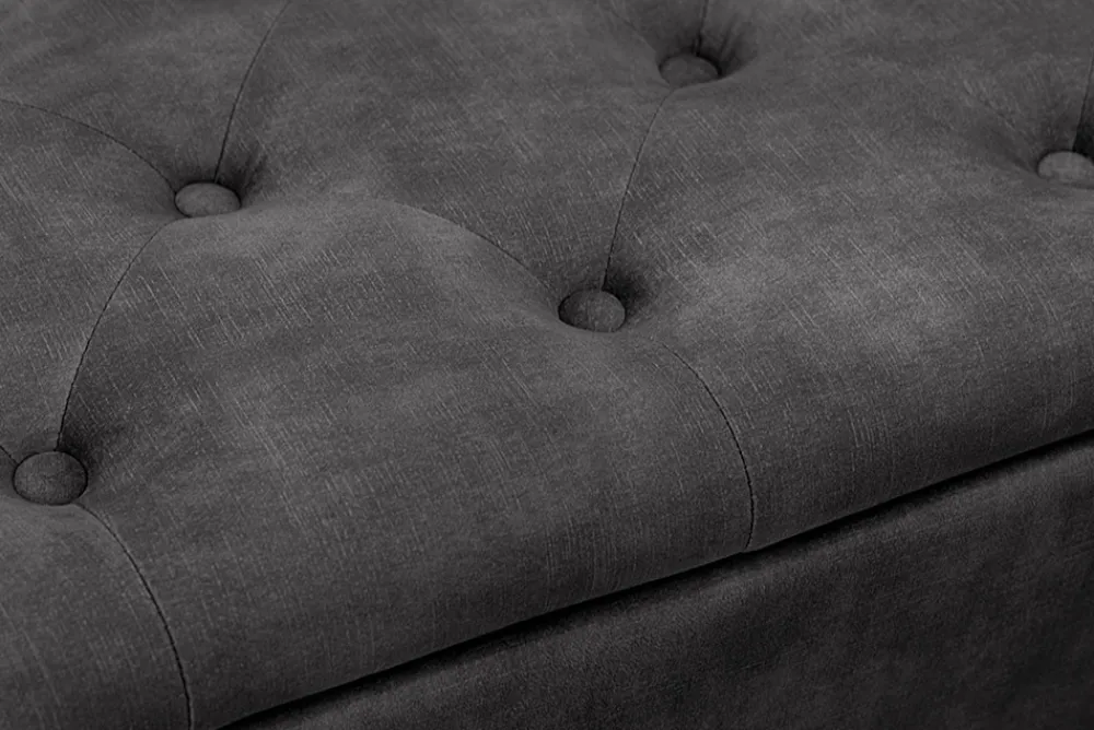 Riess-Ambiente Sitzbänke|Samt Möbel > Extravagante Polsterbank EN VOGUE 120cm grau Samt mit Stauraum schwarze Metallbeine