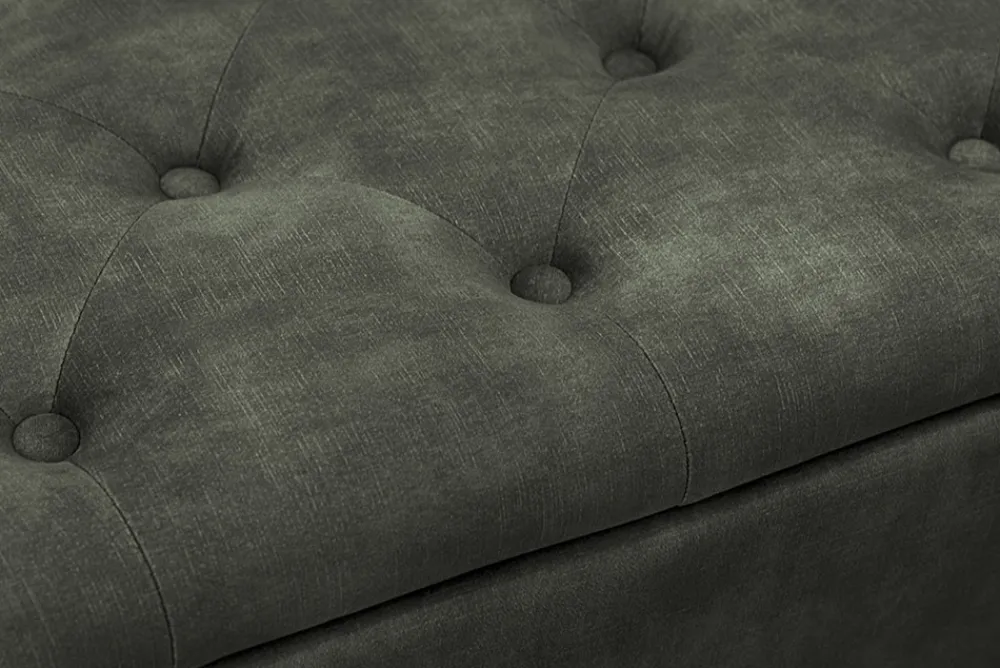 Riess-Ambiente Sitzbänke|Samt Möbel > Extravagante Polsterbank EN VOGUE 120cm grün Samt mit Stauraum schwarze Metallbeine