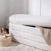 Riess-Ambiente Skandinavisch|Sitzbänke > Extravagante Polsterbank VOGUE 115cm creme weiß Bouclé Sitzbank mit Stauraum