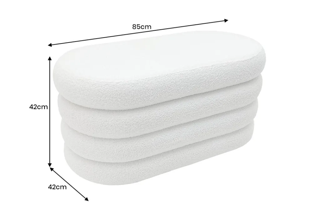 Riess-Ambiente Sitzbänke > Extravagante Polsterbank VOGUE 85cm weiß Bouclé Sitzbank mit Stauraum