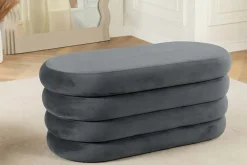 Riess-Ambiente Sitzbänke|Samt Möbel > Extravagante Polsterbank VOGUE 85cm grau Samt Sitzbank mit Stauraum