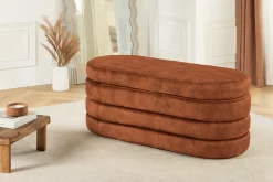 Riess-Ambiente Skandinavisch|Sitzbänke > Extravagante Polsterbank VOGUE 115cm rost braun Samt Sitzbank mit Stauraum