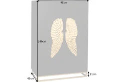 Riess-Ambiente Mehr...|Massivholzschränke > Extravaganter Barschrank ANGEL 140cm schwarz Mangoholz mit goldenen Flügeln
