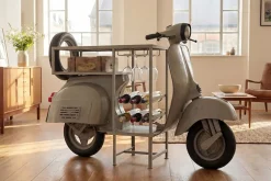 Riess-Ambiente Konsolentische|Barschränke > Extravaganter Bartisch SCOOTER 180cm salbei Retro-Konsole Motorroller Mangoholz Upcycling