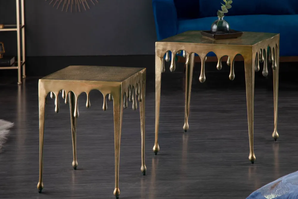 Riess-Ambiente Beistelltische|Goldene Möbel > Extravaganter Beistelltisch LIQUID LINE S 34cm gold Tropfen-Design