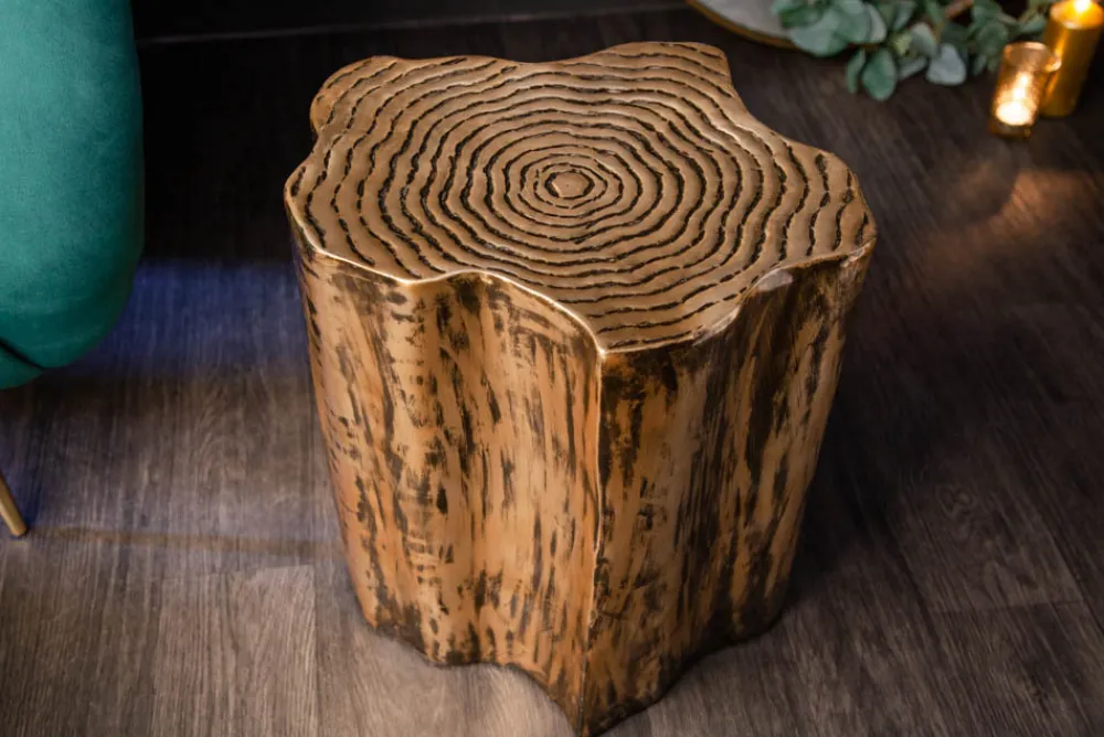 Riess-Ambiente Beistelltische|Goldene Möbel > Extravaganter Beistelltisch ORGANIC ORIENT 45cm gold Metall Baumstamm Design