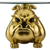 Riess-Ambiente Goldene Möbel|Couchtische & Truhen > Extravaganter Couchtisch BULLDOG 55cm gold rund Hunde-Skulptur mit Glasplatte