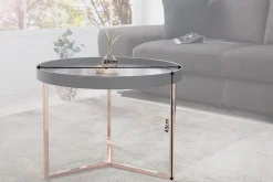 Riess-Ambiente Couchtische & Truhen|Retro Möbel > Extravaganter Couchtisch MODULAR 60cm matt schwarz kupfer rund inkl. Tablett
