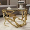 Riess-Ambiente Goldene Möbel|Couchtische & Truhen > Extravaganter Couchtisch SNAKE 70cm gold rund Metall Schlangen-Skulptur Glasplatte