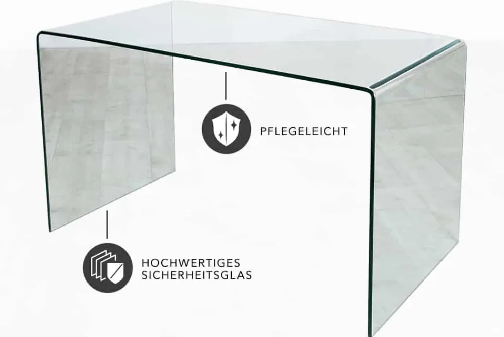 Riess-Ambiente Bürotische > Extravaganter Glas Schreibtisch FANTOME 120cm transparent Esstisch Ganzglastisch