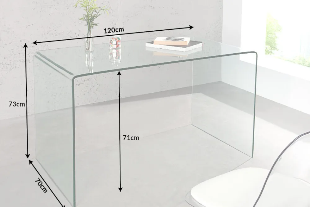 Riess-Ambiente Bürotische > Extravaganter Glas Schreibtisch FANTOME 120cm transparent Esstisch Ganzglastisch