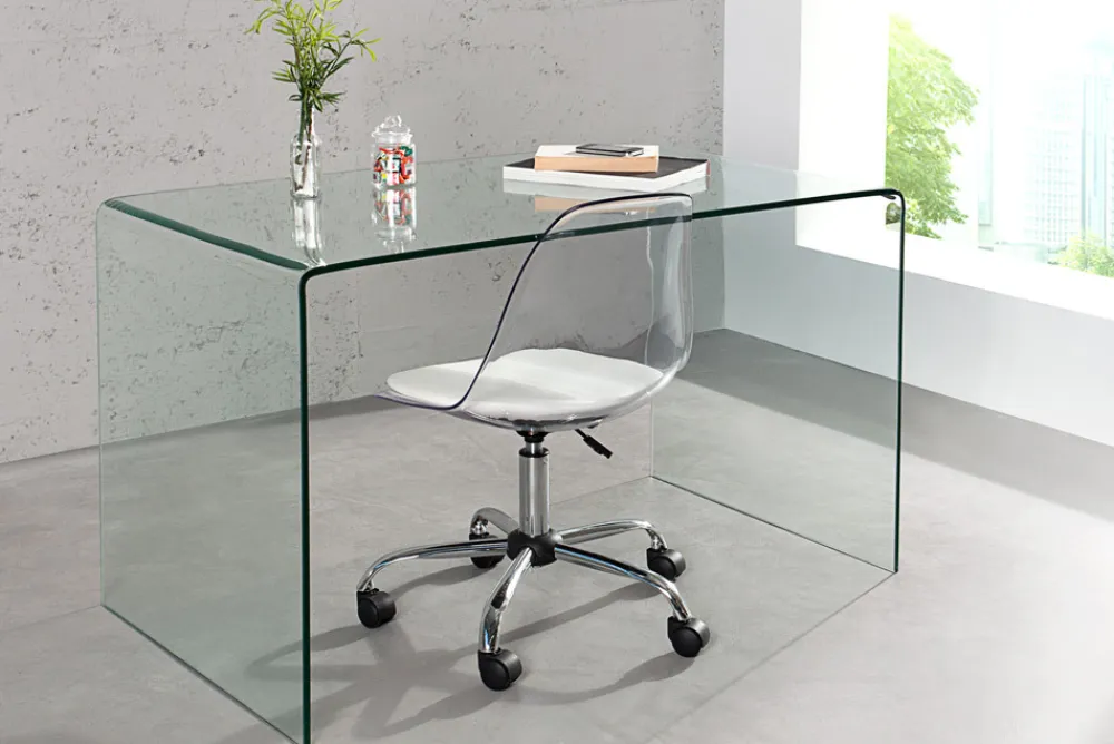 Riess-Ambiente Bürotische > Extravaganter Glas Schreibtisch FANTOME 120cm transparent Esstisch Ganzglastisch