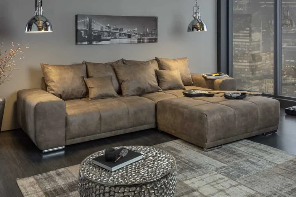 Riess-Ambiente Polsterhocker|Sitzhocker > Extravaganter Hocker ELEGANCIA 110cm taupe mit Ziersteppung