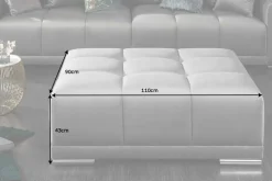 Riess-Ambiente Polsterhocker|Sitzhocker > Extravaganter Hocker ELEGANCIA 110cm silbergrau Samt mit Ziersteppung