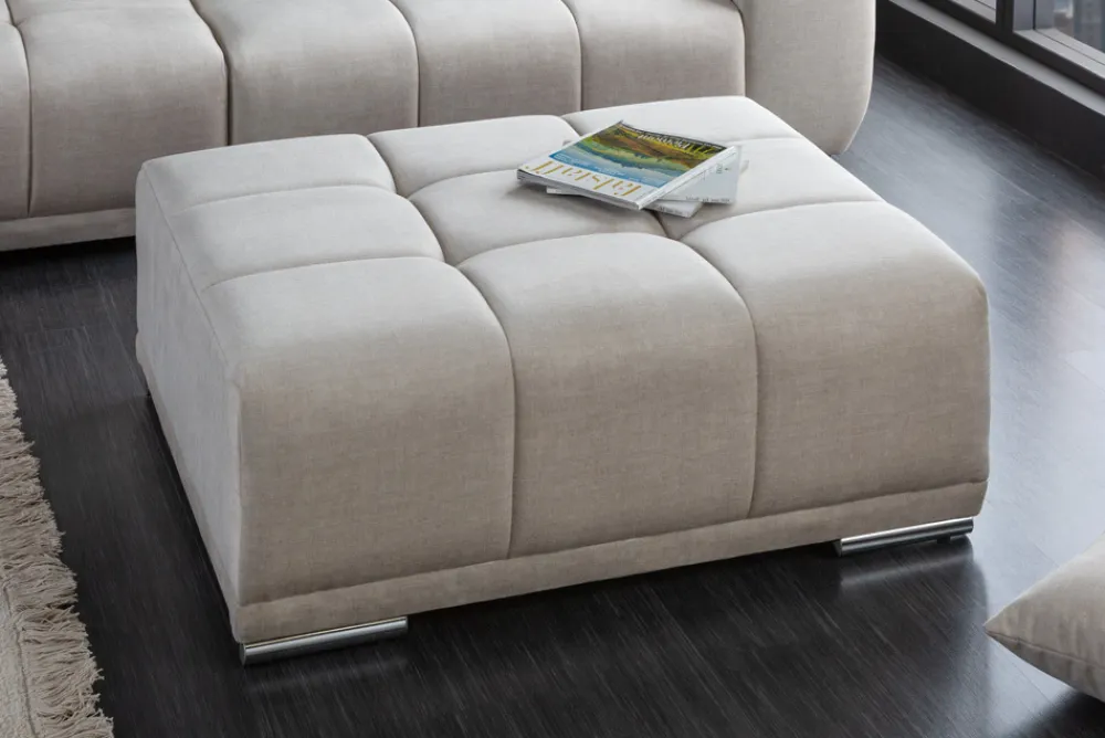 Riess-Ambiente Polsterhocker|Sitzhocker > Extravaganter Hocker ELEGANCIA 110cm champagner beige Vogue Velours Samt Ziersteppung