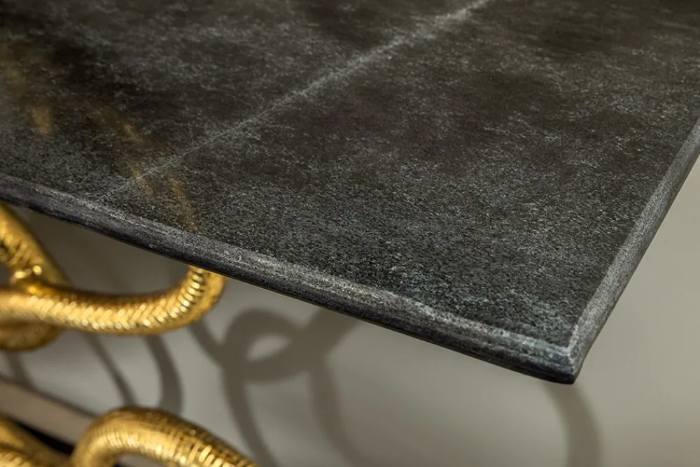 Riess-Ambiente Goldene Möbel|Konsolentische > Extravaganter Konsolentisch WILDLIFE SNAKE 115cm schwarz gold Marmor Schlange Skulptur
