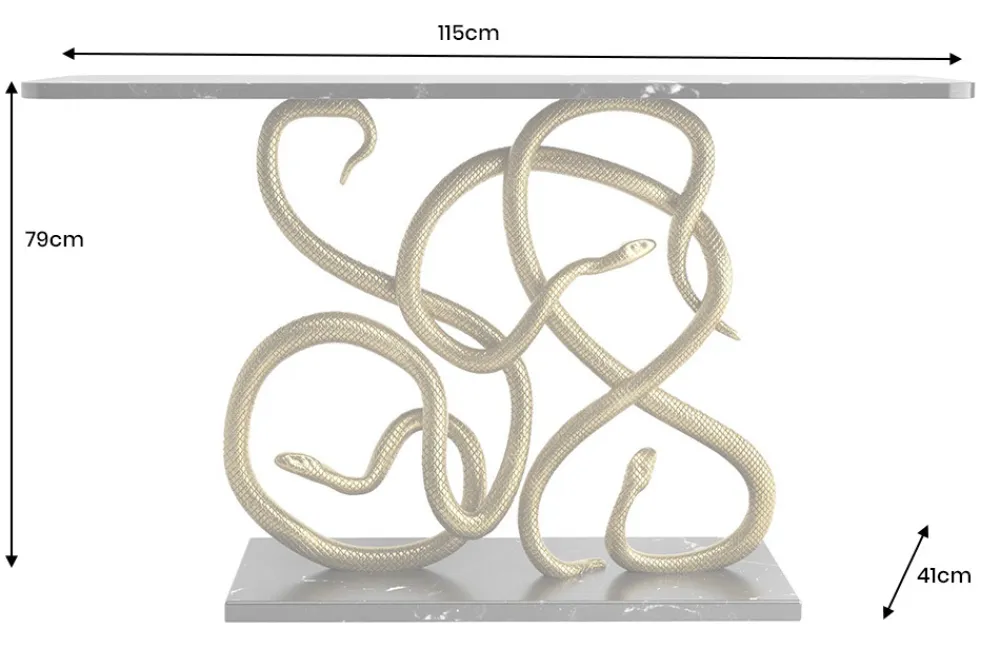 Riess-Ambiente Goldene Möbel|Konsolentische > Extravaganter Konsolentisch WILDLIFE SNAKE 115cm schwarz gold Marmor Schlange Skulptur