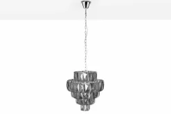 Riess-Ambiente Hängelampen|Kronleuchter & Lüster > Extravaganter Kronleuchter KRISTALL 50cm edel-grau mit Glasprismen