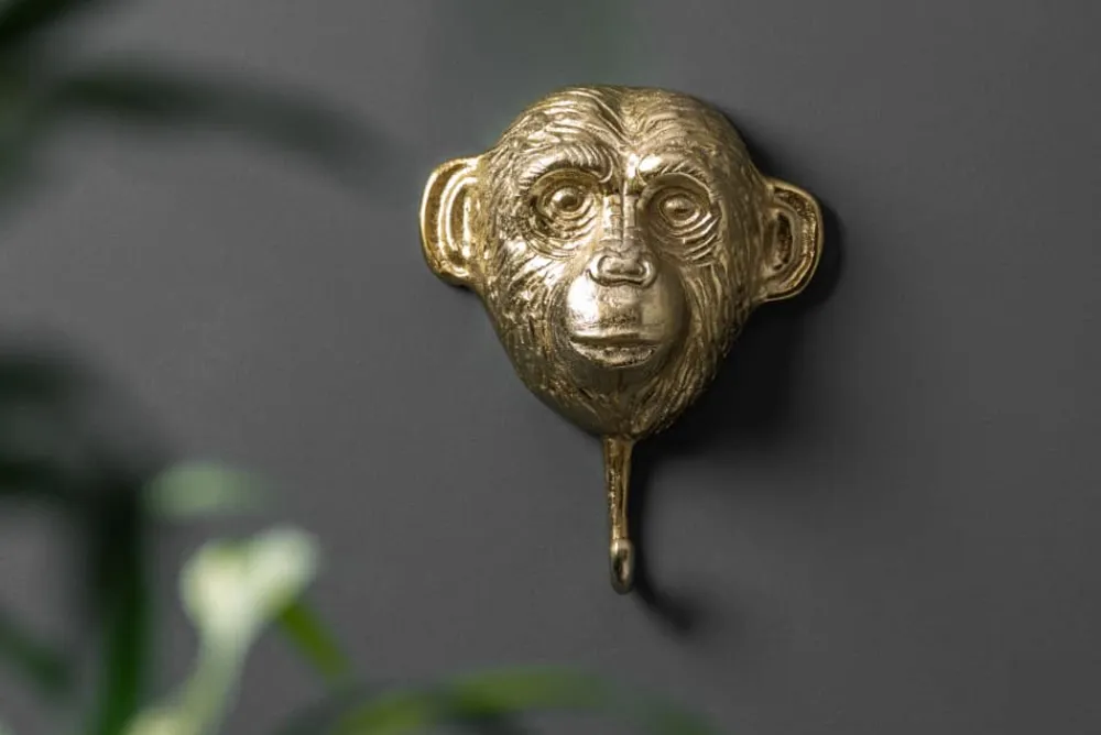 Riess-Ambiente Goldene Möbel|Wanddekoration > Extravagantes Kleiderhaken 3er Set THREE APES 25cm gold Handarbeit