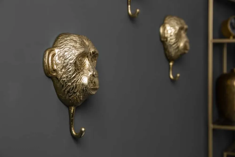 Riess-Ambiente Goldene Möbel|Wanddekoration > Extravagantes Kleiderhaken 3er Set THREE APES 25cm gold Handarbeit