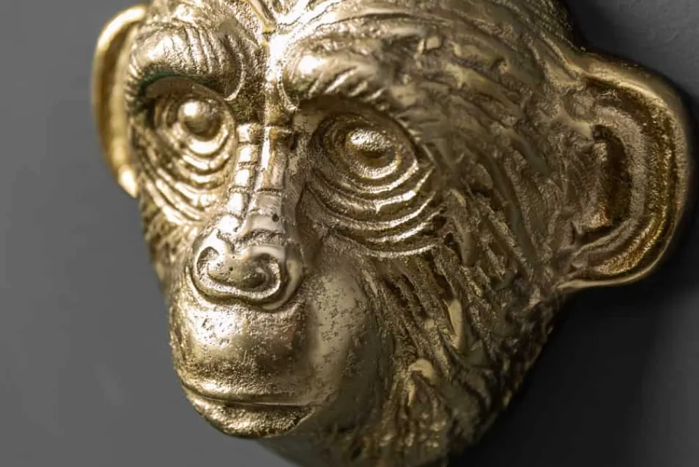 Riess-Ambiente Goldene Möbel|Wanddekoration > Extravagantes Kleiderhaken 3er Set THREE APES 25cm gold Handarbeit