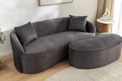 Riess-Ambiente 2-Sitzer Sofa|Skandinavisch > Extravagantes Sofa ELEMENTAL 180cm graphit grau Samt 2-Sitzer Couch organische Form
