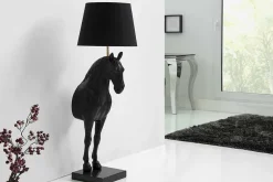 Riess-Ambiente Goldene Möbel|Stehleuchten > Extravagante Stehlampe BLACK BEAUTY 130cm schwarz Pferdefigur
