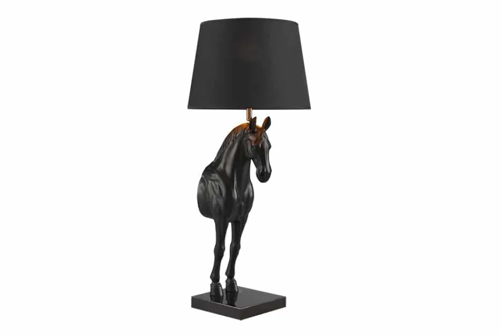 Riess-Ambiente Tischlampen > Extravagante Tischlampe BLACK BEAUTY 75cm schwarz gold Pferde-Skulptur