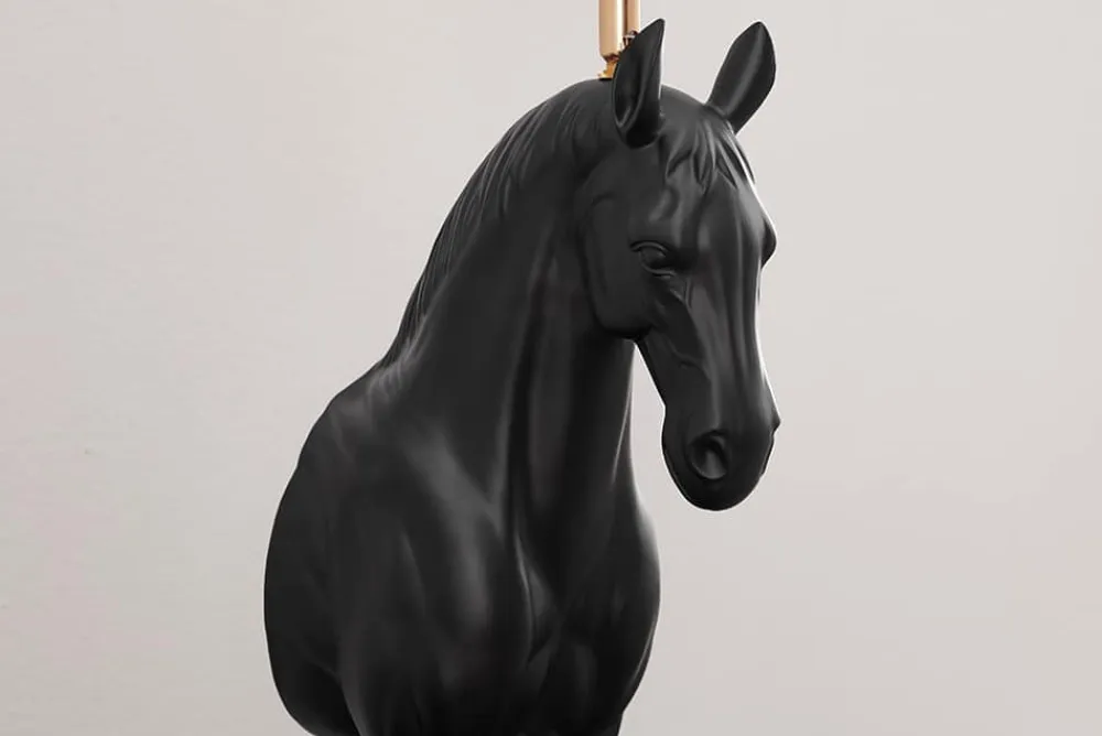 Riess-Ambiente Tischlampen > Extravagante Tischlampe BLACK BEAUTY 75cm schwarz gold Pferde-Skulptur