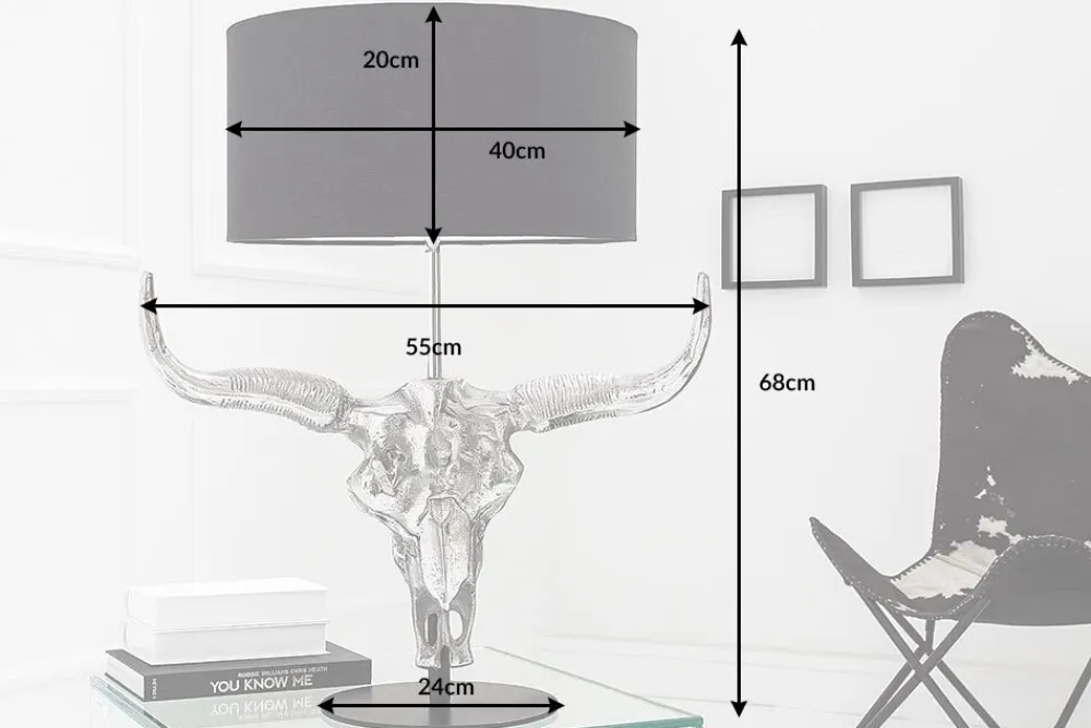 Riess-Ambiente Tischlampen > Extravagante Tischlampe EL TORO 68cm schwarz Stierkopf Tischleuchte