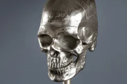 Riess-Ambiente Tischlampen > Extravagante Tischlampe SKULL 56cm schwarz silber Metall Totenkopf Skulptur Leuchte
