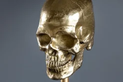 Riess-Ambiente Goldene Möbel|Tischlampen > Extravagante Tischlampe SKULL 56cm schwarz gold Metall Totenkopf Skulptur Leuchte