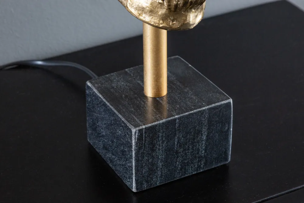 Riess-Ambiente Goldene Möbel|Tischlampen > Extravagante Tischlampe SKULL 56cm schwarz gold Metall Totenkopf Skulptur Leuchte
