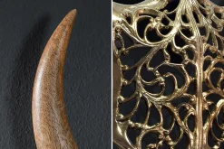 Riess-Ambiente Dekoration|Goldene Möbel > Extravagante Wanddekoration EXOTIC BULL 60cm gold Mangoholz Stierkopf
