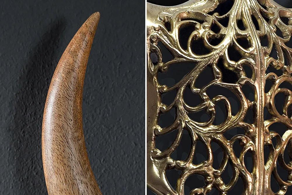 Riess-Ambiente Dekoration|Goldene Möbel > Extravagante Wanddekoration EXOTIC BULL 60cm gold Mangoholz Stierkopf