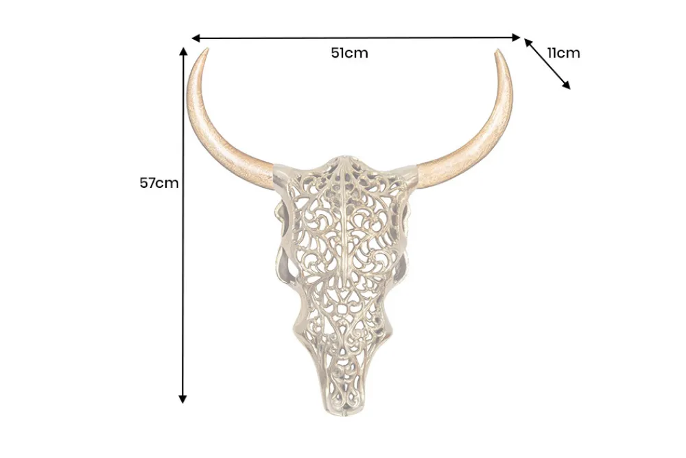 Riess-Ambiente Dekoration|Goldene Möbel > Extravagante Wanddekoration EXOTIC BULL 60cm gold Mangoholz Stierkopf