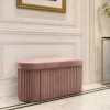Riess-Ambiente Sitzbänke|Samt Möbel > Faltbare Polsterbank ÉLAN 80cm rosa Samt Sitzbank mit Stauraum
