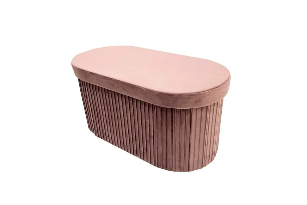 Riess-Ambiente Sitzbänke|Samt Möbel > Faltbare Polsterbank ÉLAN 80cm rosa Samt Sitzbank mit Stauraum