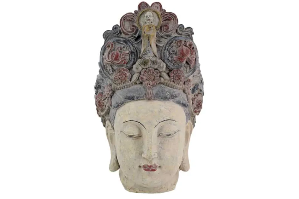Riess-Ambiente Dekoration > Figur BUDDHA HEAD 45cm mehrfarbig handmade Deko-Kopf Blumengöttin
