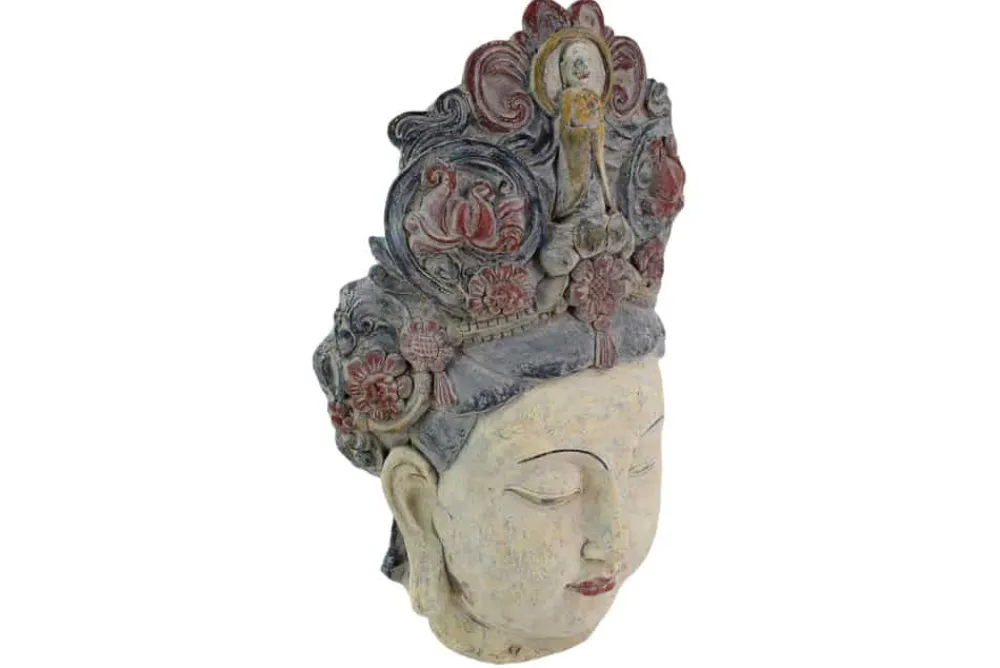 Riess-Ambiente Dekoration > Figur BUDDHA HEAD 45cm mehrfarbig handmade Deko-Kopf Blumengöttin