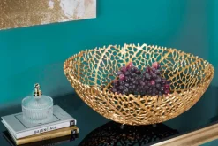 Riess-Ambiente Goldene Möbel|Schalen > Filigrane Design Schale ABSTRACT LEAF 45cm gold Handarbeit