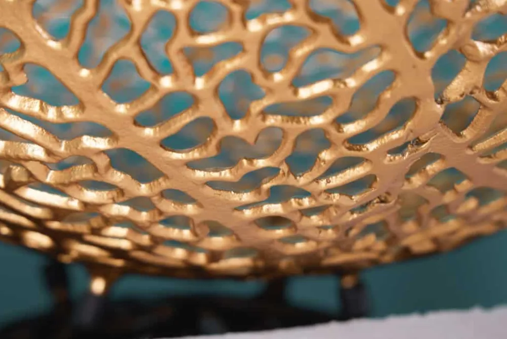 Riess-Ambiente Goldene Möbel|Schalen > Filigrane Design Schale ABSTRACT LEAF 45cm gold Handarbeit