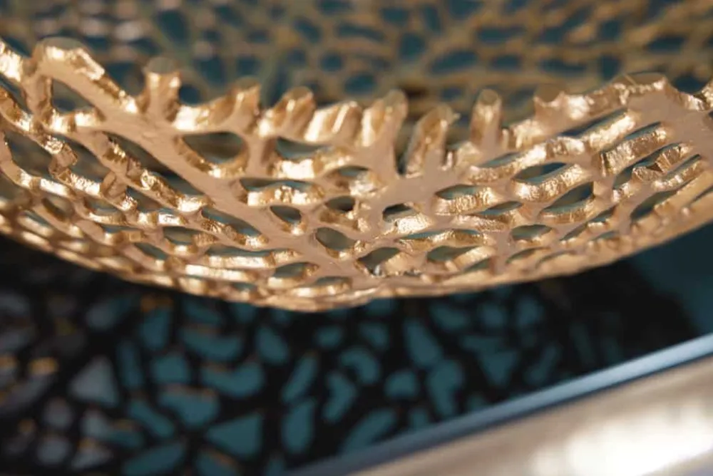 Riess-Ambiente Goldene Möbel|Schalen > Filigrane Design Schale ABSTRACT LEAF 45cm gold Handarbeit